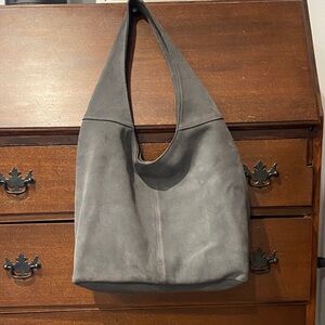 Garnet Hill Charcoal Suede Hobo Bag